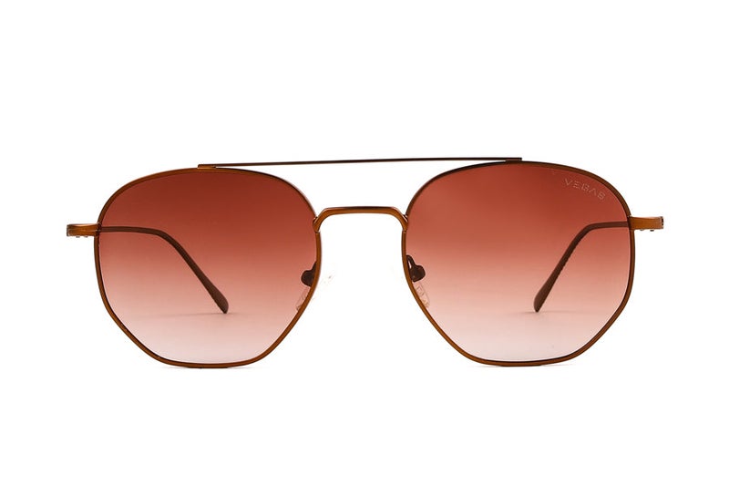 VEGAS Full Rim Hexagon Unisex Saddle Brown  Sunglasses V2101 C6 - Image 1